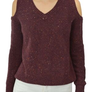 Women's Cold Shoulder Sweater - Maroon